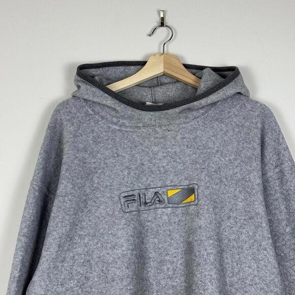 Vintage FILA 90s Fleece Hoodie Mock Neck Men’s Large Canada Made Logo Y2K Relax - Picture 1 of 6